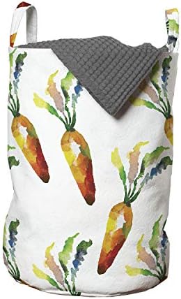 Чанта за измиване на зеленчуци Ambesonne, Рисуване на Пейзаж полезна биологични моркови, Изпълнени Акварел,
