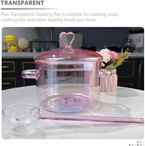 Тенджера ERINGOGO с капак под формата на сърце, 50 грама, Розова Прозрачна Тенджера за Задушаване със Здрави