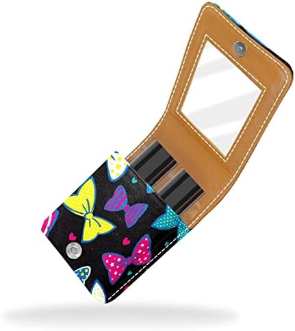 Цветна Лък с Шарени Червило Чанта с Огледало за Жени Грим Чантата Подарък Подружке на Булката