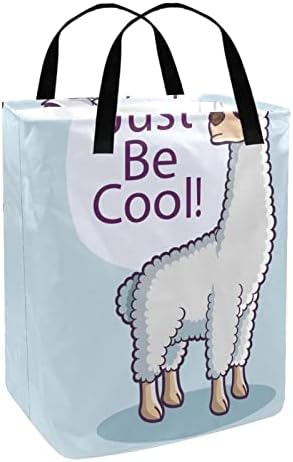 Сгъваема Кошница за дрехи с принтом Животински Алпака Just Be Cool, 60Л, Водоустойчив Кошници за Бельо, Кошница