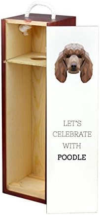 Пудел, Дървена Кутия за Вино с образа на Куче, Геометричен