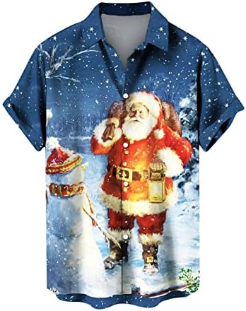 Тениска за Плуване за Мъже Зелена Коледа Дигитален Печат Покет Ключалката С Ревери на Ризата С Къс Ръкав Боди,
