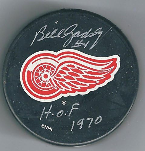 Миене БИЛ ГЭДСБИ с автограф на Детройт Ред Уингс - за Миене на НХЛ с автограф