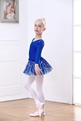 Tegmk/Танцово Трика-пакет за момичета, Балетное Рокля с дълъг Ръкав и Лъскави Пайети, Танцово Рокля (За деца/за