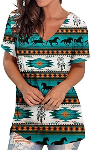 Дамски Етническа Риза в западния Племенно стил С Принтом на Ацтеките, Ежедневни Блузи С V-образно деколте, Реколта