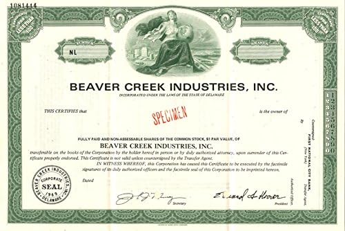 Beaver Creek Industries, Inc. - Склад за сертификат