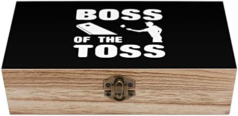 Boss of The Toss на Нова Дървена Кутия За Съхранение на Настолен Малък Декоративен Органайзер Кутии За Бижута