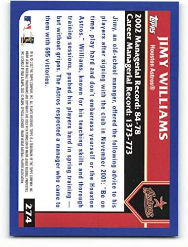 2003 Topps 274 Джими Уилямс MG NM-Бейзбол MT Хюстън Астрос