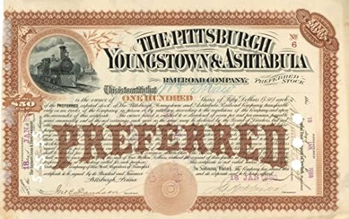 Pittsburgh, Youngstown and Ashtabula Railroad Co. - Склад за сертификат
