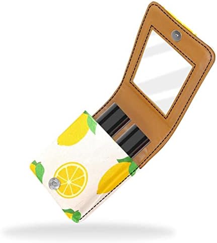 Жълти пресни лимони през лятото червило калъф с огледало за чантата за Преносим мини грим чанта за пътуване