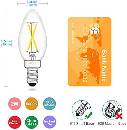 Комплект led лампи AIELIT 4 опаковки по 2 Вата B11 / CA10, Еквивалентна лампа с нажежаема Жичка с мощност 25