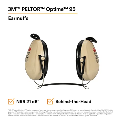 Слушалки, 3M PELTOR Optime 95 H6B/V, Отгоре на главата му, Бежово-бяла