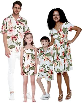 Подходяща Семейна Хавайски облекло Luau за Мъже И Жени За Момичета и Момчета, кремав Rafelsia