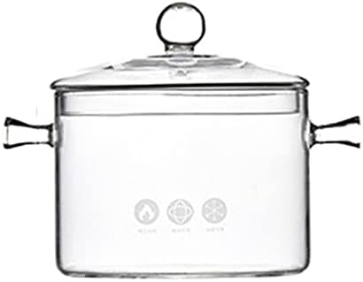 Стъклена тенджера DOITOOL с капак, Тенджера от Прозрачно стъкло за готвене на печката, Стъклена Тенджера с обем 1 л и тестени изделия, спагети, супа, Мляко, чай (14 х 19,5 х 16