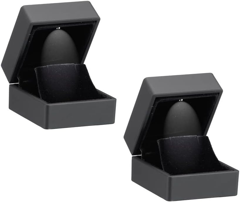 Allure - 2 опаковки, Луксозни кутии за обеци с led подсветка, Елегантен калъф за обици с диаманти квадратна