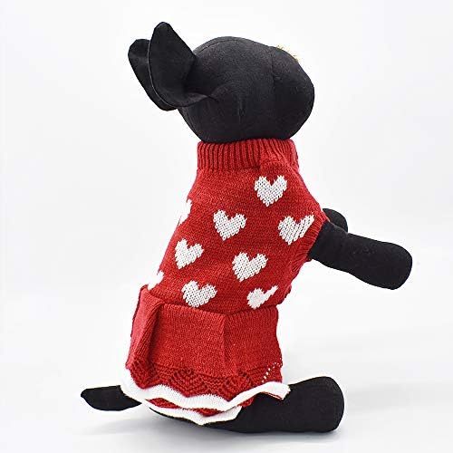 Dofyou Рокля-пуловер за малки Кучета, Пуловери За домашни любимци, Трикотаж, Червено Зимата на Топло Принцеса