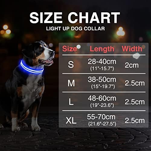 Led Нашийник за кучета, MASBRILL Light Up Dog Collar USB Акумулаторни Водоустойчив Светещи Нашийници, Мигащи