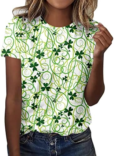 CGGMVCG Ризи на Деня на Св. Патрик за Жени, Модерен Случайни Топ, Риза с Къс Ръкав и кръгло Деколте, Зелени