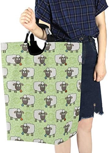 Голяма Чанта за дрехи от Овча вълна ALAZA, Сгъваема, с Дръжка, Водоустойчив Здрава Дрехи, Кръгла Кофа за Пране