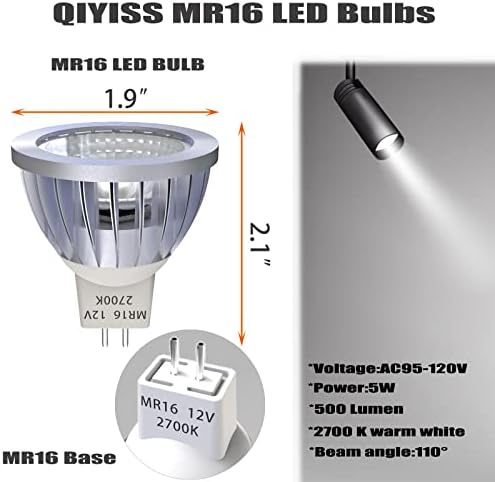 6 X led лампи MR16, 5 W 12 v ac /dc 40-Градусная лампа с нажежаема Жичка 2700 К, Мек Топъл Бял Низковольтный