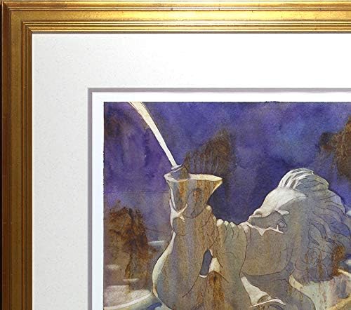 Водна нимфа, Оригинален Акварел картина в рамка, 20 X 27 См