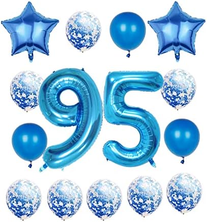 Украса на 95-ти рожден ден, Аксесоари за Партита, Син балон с номер 95, 40-Инчови Гигантски балони от mylar