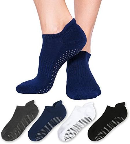 Нескользящие Чорапи за жени и мъже – 4 опаковка на чорапи за пилатес и йога