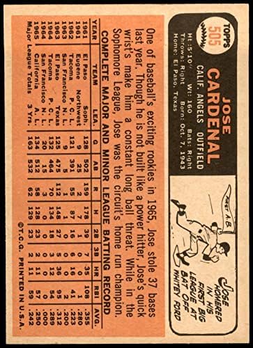 1966 Topps 505 Хосе Cardenal Лос Анджелис Энджелз (Бейзболна картичка) Ню Йорк /MT Angels