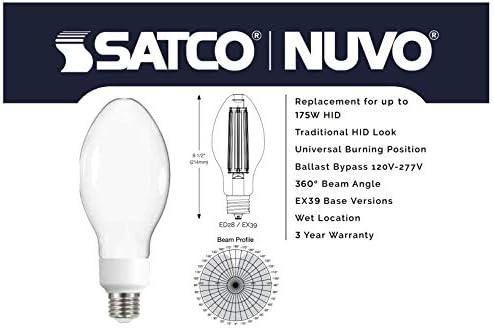 Satco Нов! Усъвършенствана led лампа с нажежаема жичка Hi-Pro, S13134, подмяна на светодиода HID с мощност 36