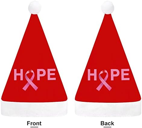 Коледна Шапка Hope Cancer, Шапки на Дядо Коледа, Къси Плюшени Шапки с Бели Ръкавели за Мъже и Жени, на Коледна Украса за Празнично Парти