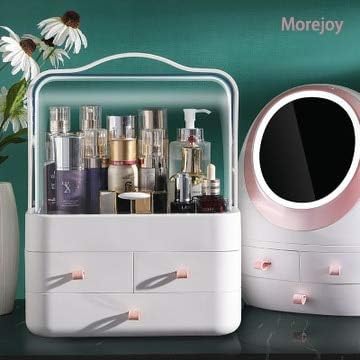 Anncus Morejoy козметични кутия за съхранение на прахоустойчив голям капацитет прозрачен преносим настолен органайзер