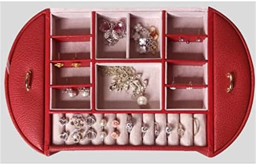 n/a Кутия за съхранение на Сватбена Ковчег за бижута, Кожена с Ключалка Пътна Чанта Огърлица, Пръстен (Цвят: