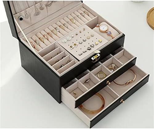 DANN трислоен многофункционален заключване, кожена ковчег с диаманти, пръстен-карамфили за уши, кутия за съхранение