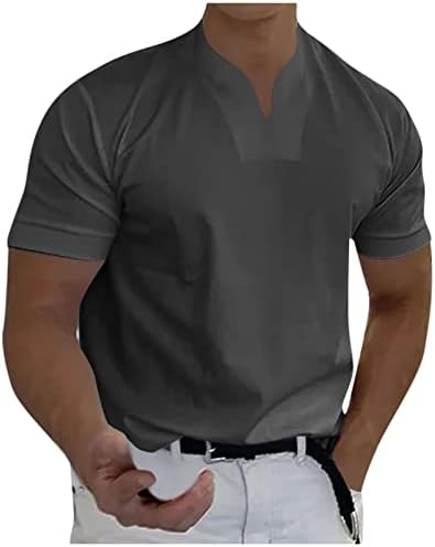 Мъжки Ризи, Мъжки Ежедневни обикновена Тениска за фитнес с V-образно деколте, Мъжки Бизнес Тениски с Къс ръкав