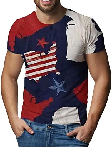 Летни мъжки ризи, мъжки тениски с 3D принтом Ден на независимостта на Северна Америка, къс ръкав, свободна тениска с кръгло деколте, мъжки графична тениска