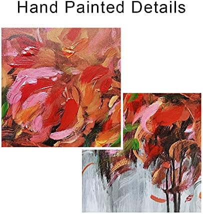 Пигорт Червени Цветя Платно Картина на Стенно Изкуство, Абстрактно Цветен Пейзаж на Картината Произведение на