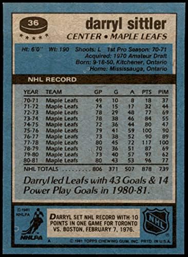 1981 Топпс 36 Дарил Ситтлер Торонто Мейпъл Лийфс (хокейна карта) NM/MT Maple Leafs