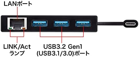 Захранващ Адаптер Sanwa USB за гигабитова локална мрежа 3TCH19RBKN с възел USB Type-C, черен
