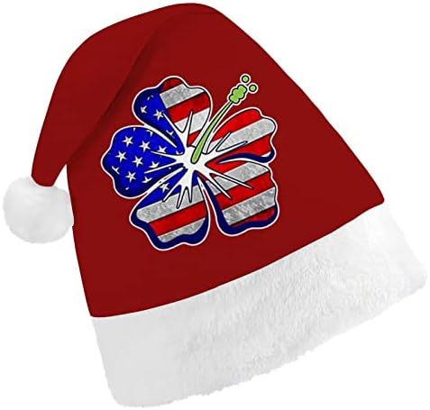 Цвете Хибискус, Американски Флаг, Коледни Шапки, Обемни Шапки за Възрастни, Коледна Шапка за Празници, Аксесоари