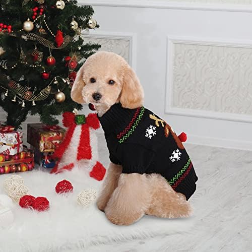 Коледен Пуловер за Кучета EMUST, Коледна Дрехи за Кучета с Висока Воротом, Трикотажный Празничен Пуловер за