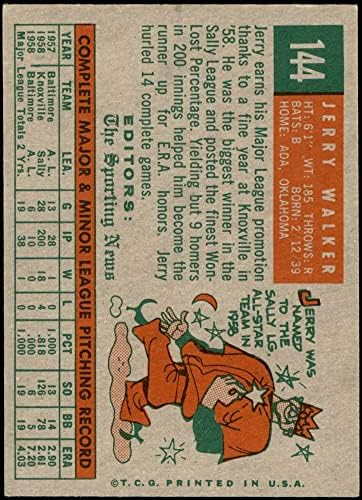 1959 Topps 144 Джери Уокър Балтимор Ориълс (Бейзболна картичка) EX/MT Orioles