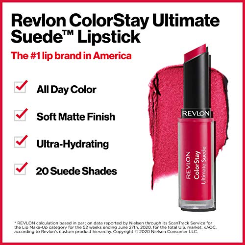 Червило Revlon ColorStay Ultimate Suede Lipstick, Устойчива Мека Ультраувлажняющая червило за устни, наситени