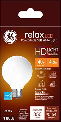 Led крушки на GE Lighting Relax, Еквалайзер 40 W, Мека Бяла светлина с висока разделителна способност, Глобусные