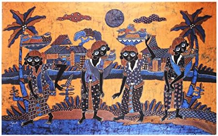Художествена живопис батик Селски жители Джабриэля (150 х 90 см)