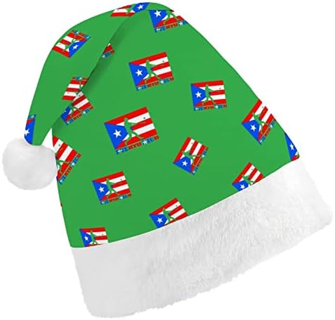 Бейзболен Флаг Пуерто-Рико, Забавна Коледна Шапка, Шапки на Дядо Коледа, Къси Плюшени Шапки с Бели Ръкавели