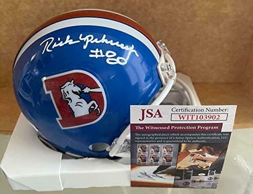 Рик Апчерч Denver Broncos Връщане на Подписано Мини-Шлем Свидетел Jsa - Мини-Каски NFL С автограф