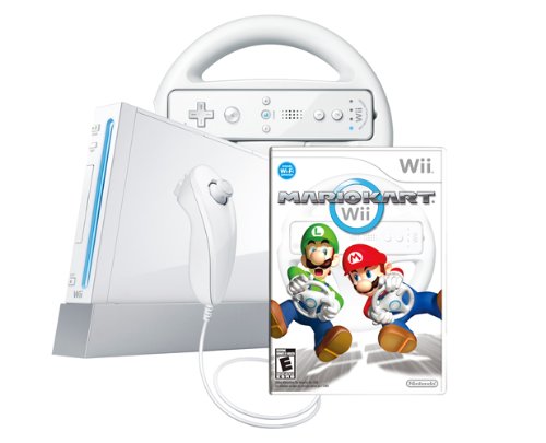 Wii конзола с комплект Mario Kart Wii - Черен
