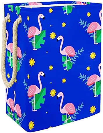 Inhomer Blue Flamingo Голяма Кошница за дрехи, Водоустойчив Сгъваема Кошница за Дрехи, Органайзер за Играчки,