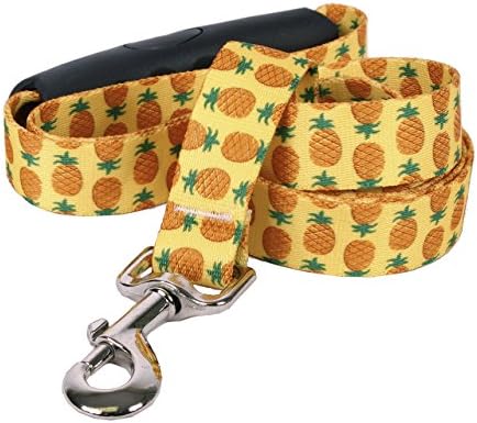 Каишка за кучета Yellow Dog Design Pineapples Yellow EZ-Grip, Малък/ Среден, Ширина 3/4 инча, дължина 5 фута (60 см)