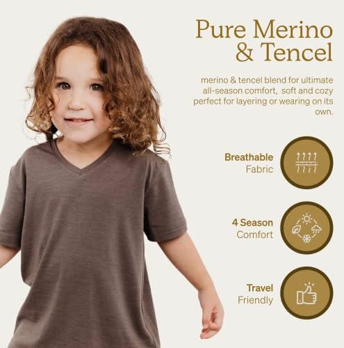 Детска тениска Nui Organics от мериносова вълна и Тенсела, основен слой, ултра-мека естествена тъкан, комфорт